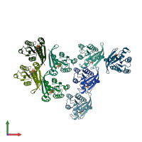 PDB entry 6mqt coloured by chain, front view.