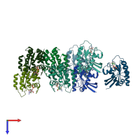 PDB entry 6mqt coloured by chain, top view.