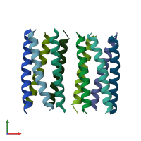 PDB entry 6mqu coloured by chain, front view.