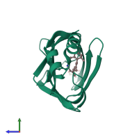PDB entry 6mqz coloured by chain, side view.