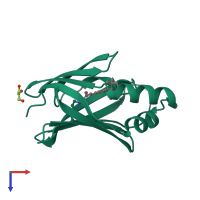 PDB entry 6mqz coloured by chain, top view.