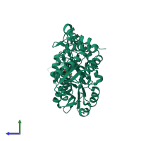 PDB entry 6mr6 coloured by chain, side view.