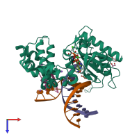 PDB entry 6mr7 coloured by chain, top view.