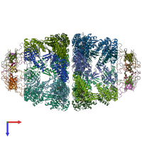 PDB entry 6mrc coloured by chain, top view.
