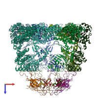 PDB entry 6mrd coloured by chain, top view.