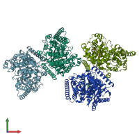 PDB entry 6mrg coloured by chain, front view.