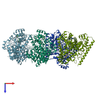 PDB entry 6mrg coloured by chain, top view.