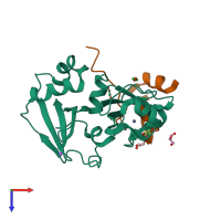 PDB entry 6ms4 coloured by chain, top view.