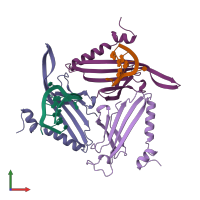 PDB entry 6msf coloured by chain, front view.