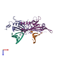 PDB entry 6msf coloured by chain, top view.
