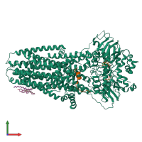 PDB entry 6msm coloured by chain, front view.