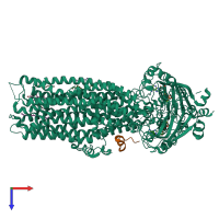 PDB entry 6msm coloured by chain, top view.