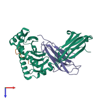 PDB entry 6mt3 coloured by chain, top view.