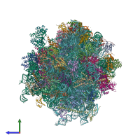 PDB entry 6mtd coloured by chain, side view.