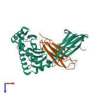 PDB entry 6mtl coloured by chain, top view.