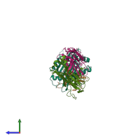 PDB entry 6mtm coloured by chain, side view.