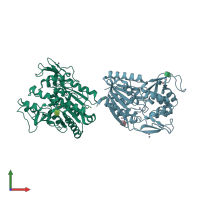 PDB entry 6mtw coloured by chain, front view.