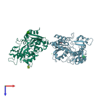 PDB entry 6mtw coloured by chain, top view.