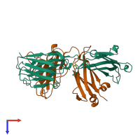 PDB entry 6mtx coloured by chain, top view.