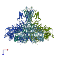 PDB entry 6mu1 coloured by chain, top view.