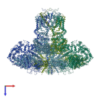 PDB entry 6mu2 coloured by chain, top view.