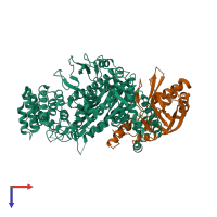 PDB entry 6mua coloured by chain, top view.