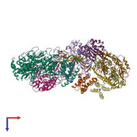 PDB entry 6mus coloured by chain, top view.