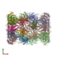 PDB entry 6muw coloured by chain, front view.