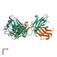 PDB entry 6mv5 coloured by chain, top view.