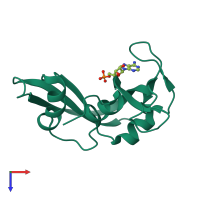 PDB entry 6mv7 coloured by chain, top view.