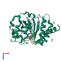 PDB entry 6mw8 coloured by chain, top view.
