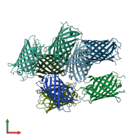 PDB entry 6mxw coloured by chain, front view.