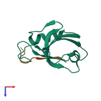 PDB entry 6mye coloured by chain, top view.