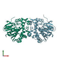 PDB entry 6mzz coloured by chain, front view.