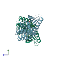 PDB entry 6n0p coloured by chain, side view.