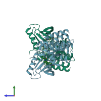 PDB entry 6n0q coloured by chain, side view.