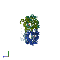 PDB entry 6n1g coloured by chain, side view.
