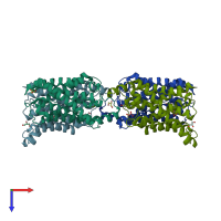 PDB entry 6n1g coloured by chain, top view.