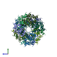 PDB entry 6n1h coloured by chain, side view.