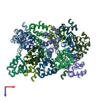 PDB entry 6n1h coloured by chain, top view.