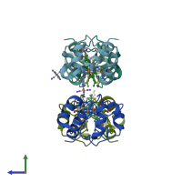 PDB entry 6n1o coloured by chain, side view.