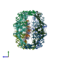 PDB entry 6n1p coloured by chain, side view.