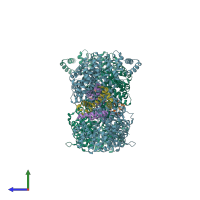PDB entry 6n1z coloured by chain, side view.