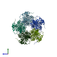 PDB entry 6n24 coloured by chain, side view.