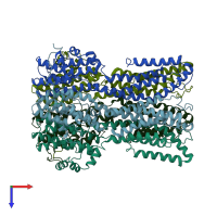 PDB entry 6n24 coloured by chain, top view.