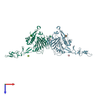 PDB entry 6n29 coloured by chain, top view.