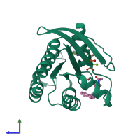 PDB entry 6n2j coloured by chain, side view.