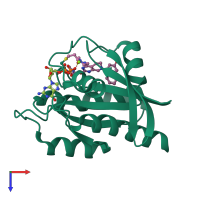 PDB entry 6n2k coloured by chain, top view.
