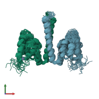 PDB entry 6n2m coloured by chain, ensemble of 20 models, front view.