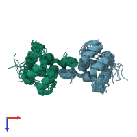 PDB entry 6n2m coloured by chain, ensemble of 20 models, top view.